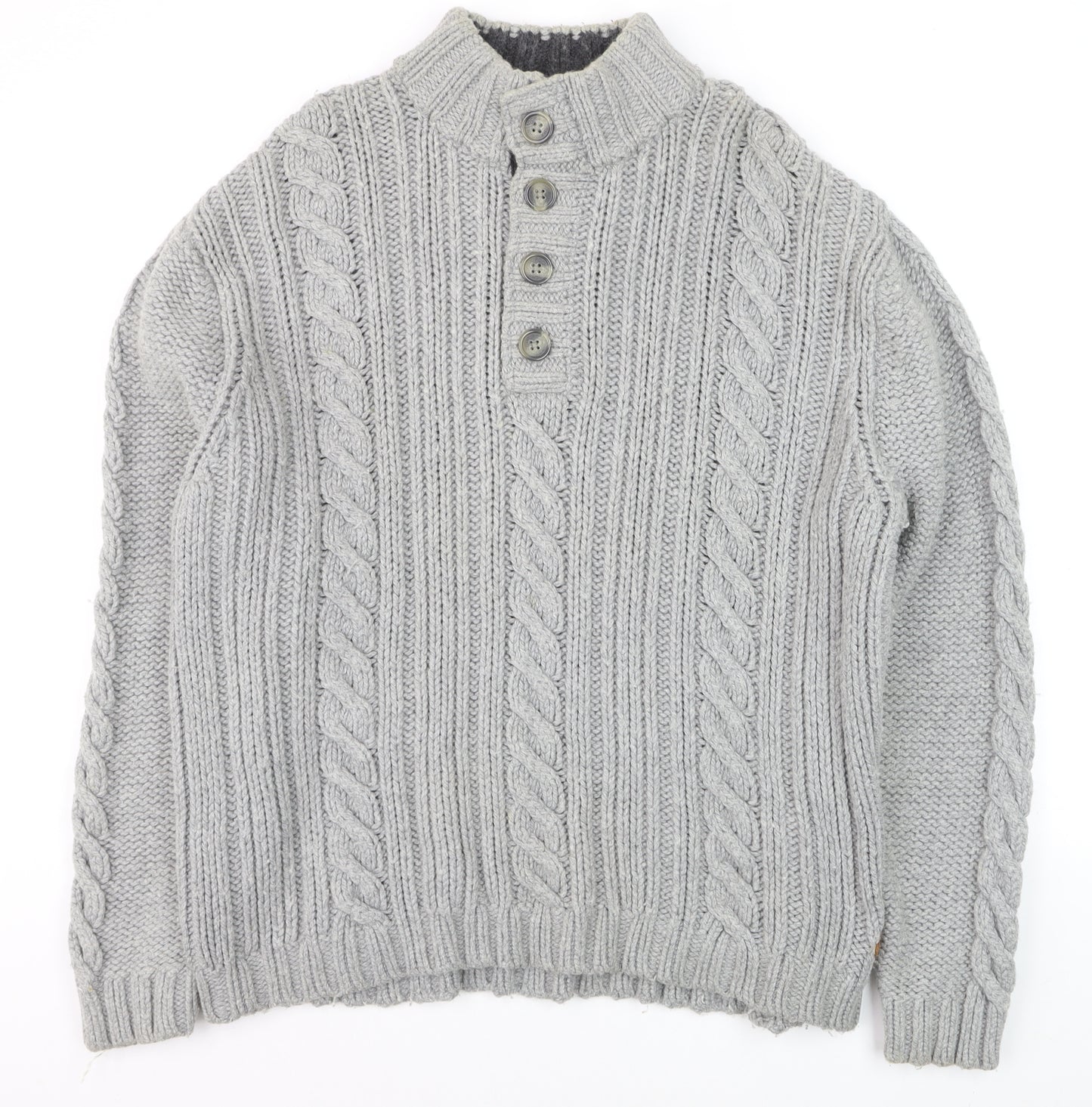 John Rocha at Debenhams Mens Grey 2XL Cable-Knit Henley Jumper