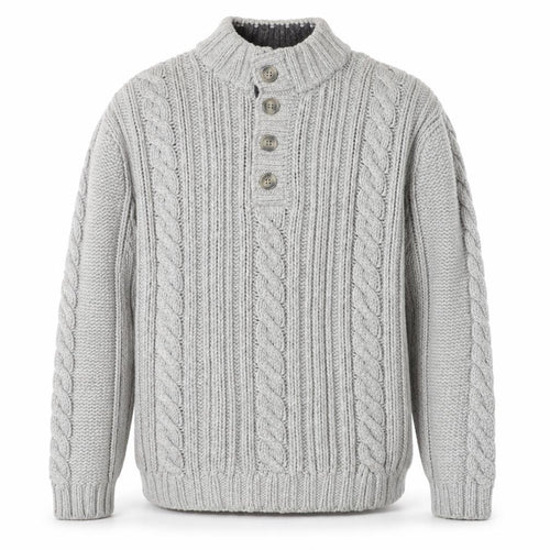John Rocha at Debenhams Mens Grey 2XL Cable-Knit Henley Jumper