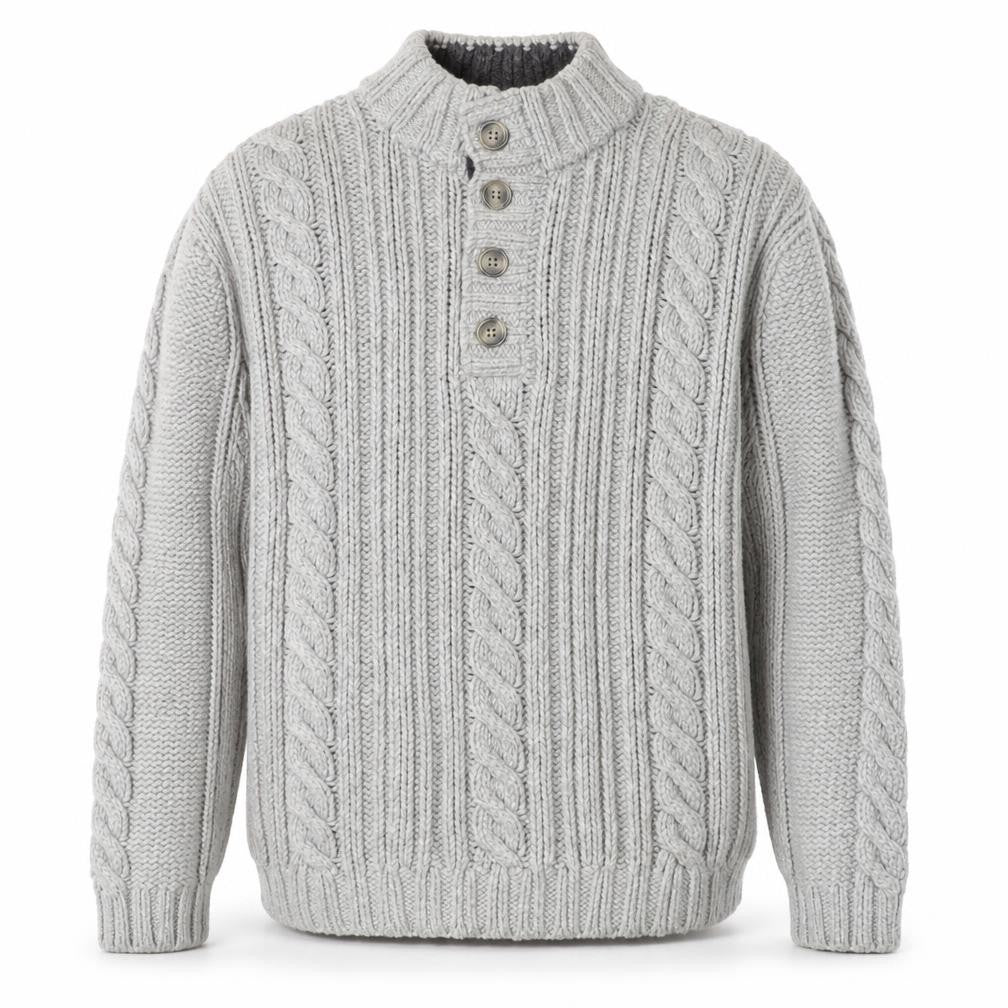 John Rocha at Debenhams Mens Grey 2XL Cable-Knit Henley Jumper