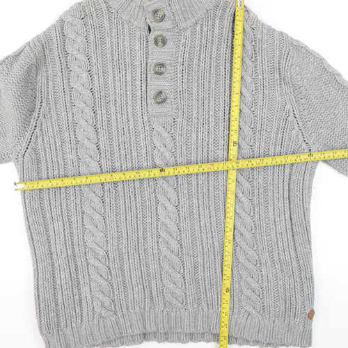 John Rocha at Debenhams Mens Grey 2XL Cable-Knit Henley Jumper