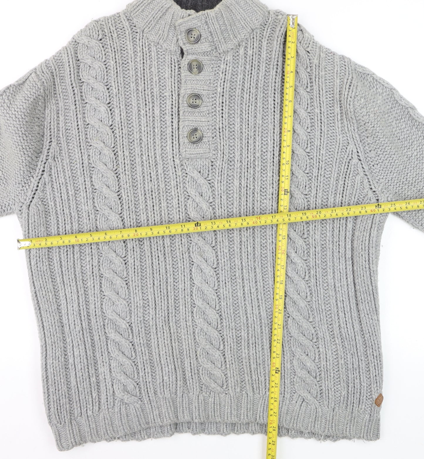 John Rocha at Debenhams Mens Grey 2XL Cable-Knit Henley Jumper