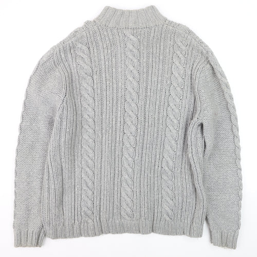 John Rocha at Debenhams Mens Grey 2XL Cable-Knit Henley Jumper