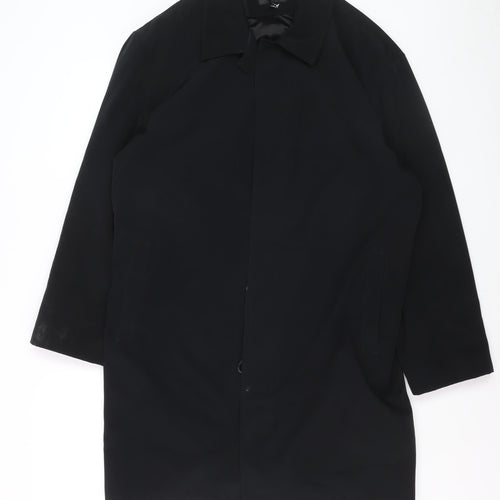 Next Men's Black M Overcoat Cotton Blend Lined Long Jacket