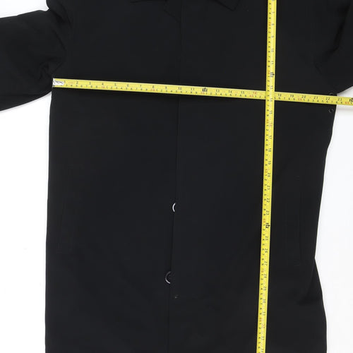 Next Men's Black M Overcoat Cotton Blend Lined Long Jacket