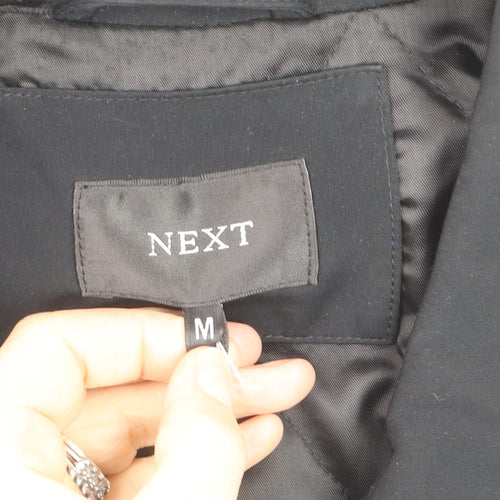 Next Men's Black M Overcoat Cotton Blend Lined Long Jacket