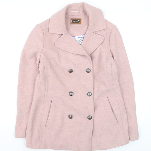 Marks and Spencer Per Una Women's Pink Wool Blend Pea Coat UK 12
