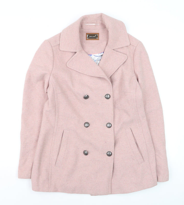 Marks and Spencer Per Una Women's Pink Wool Blend Pea Coat UK 12
