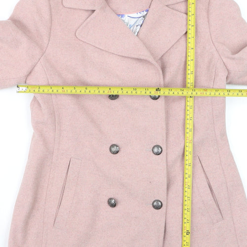 Marks and Spencer Per Una Women's Pink Wool Blend Pea Coat UK 12