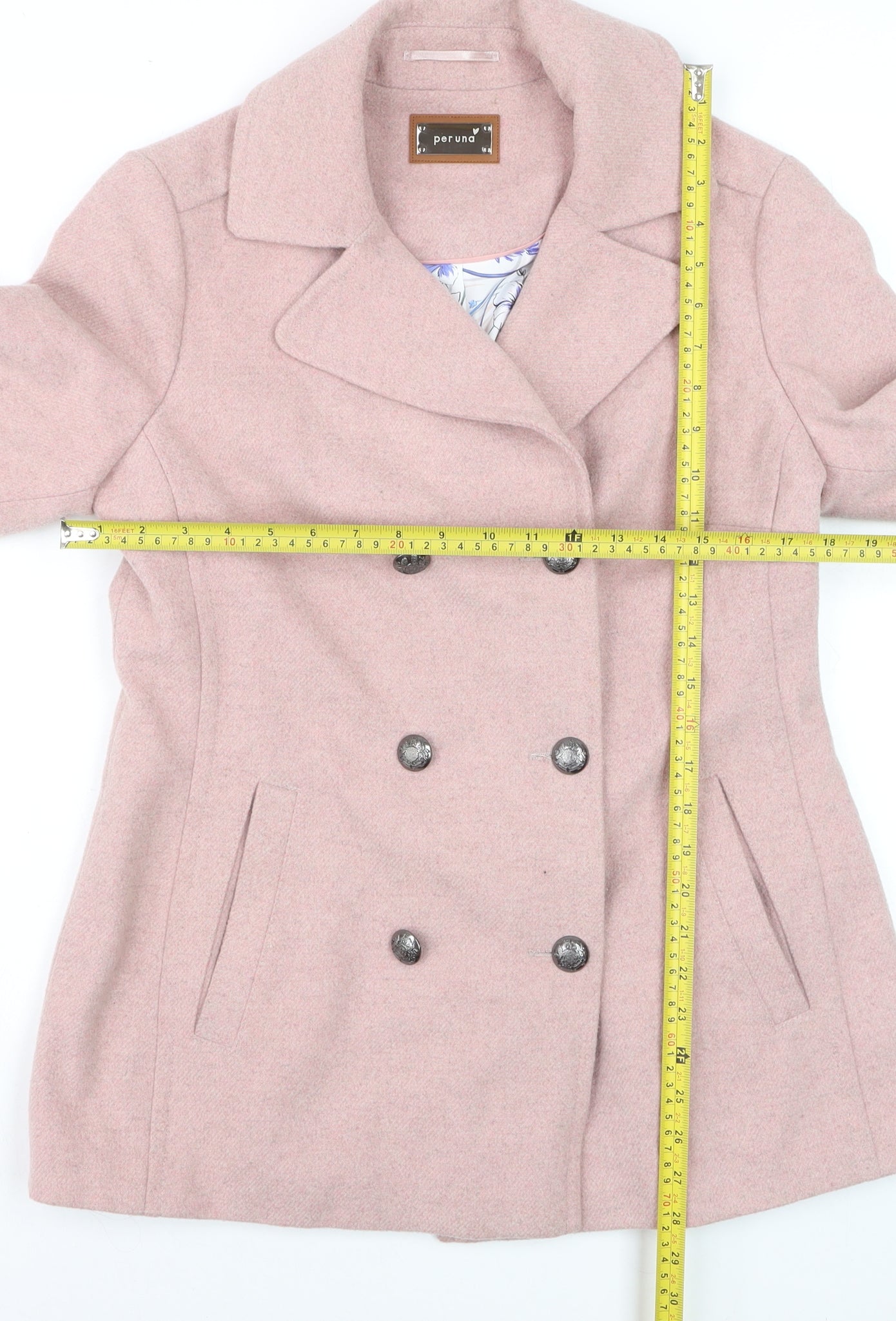 Marks and Spencer Per Una Women's Pink Wool Blend Pea Coat UK 12