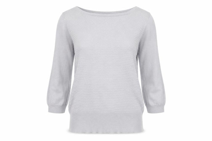Oasis Women's Grey Cotton Blend Boat Neck 3/4 Sleeve Pullover Jumper M