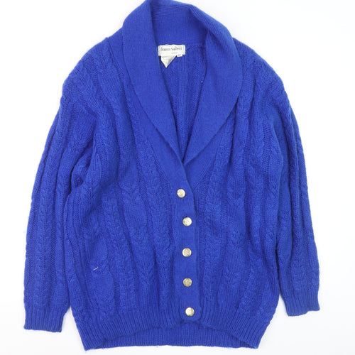 Franco Valeri Womens Blue Mohair Cable Knit Cardigan Size S