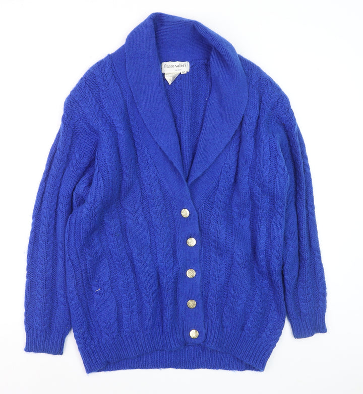 Franco Valeri Womens Blue Mohair Cable Knit Cardigan Size S