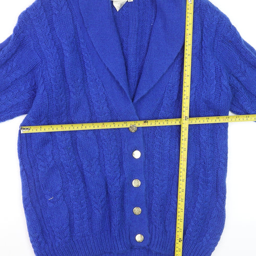 Franco Valeri Womens Blue Mohair Cable Knit Cardigan Size S