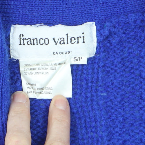 Franco Valeri Womens Blue Mohair Cable Knit Cardigan Size S