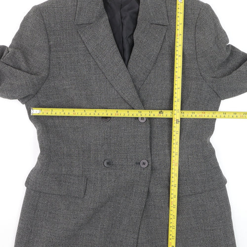 Planet Women Grey Wool Blend Double-Breasted Blazer UK 10