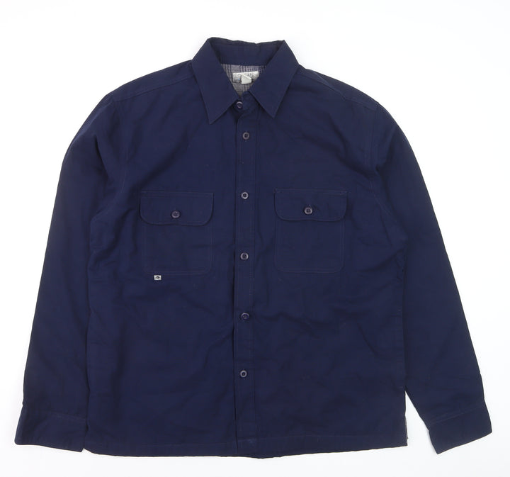 Ocean Coast Men's Blue Cotton Button-Up Long Sleeve Shirt Size M
