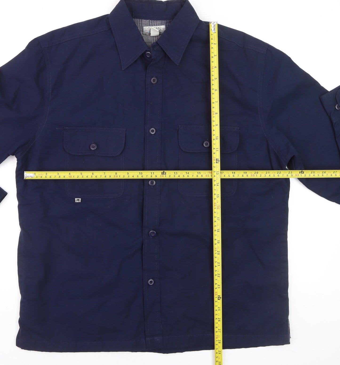 Ocean Coast Men's Blue Cotton Button-Up Long Sleeve Shirt Size M