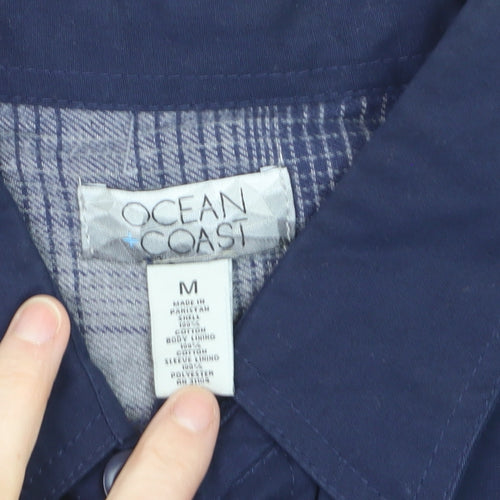 Ocean Coast Men's Blue Cotton Button-Up Long Sleeve Shirt Size M
