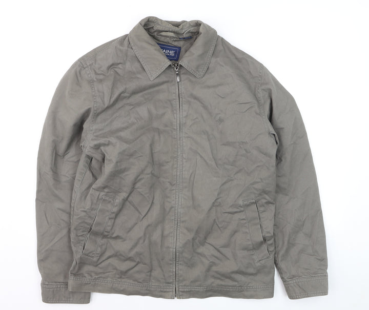 Maine New England Men’s Grey Cotton Twill Full Zip Jacket M