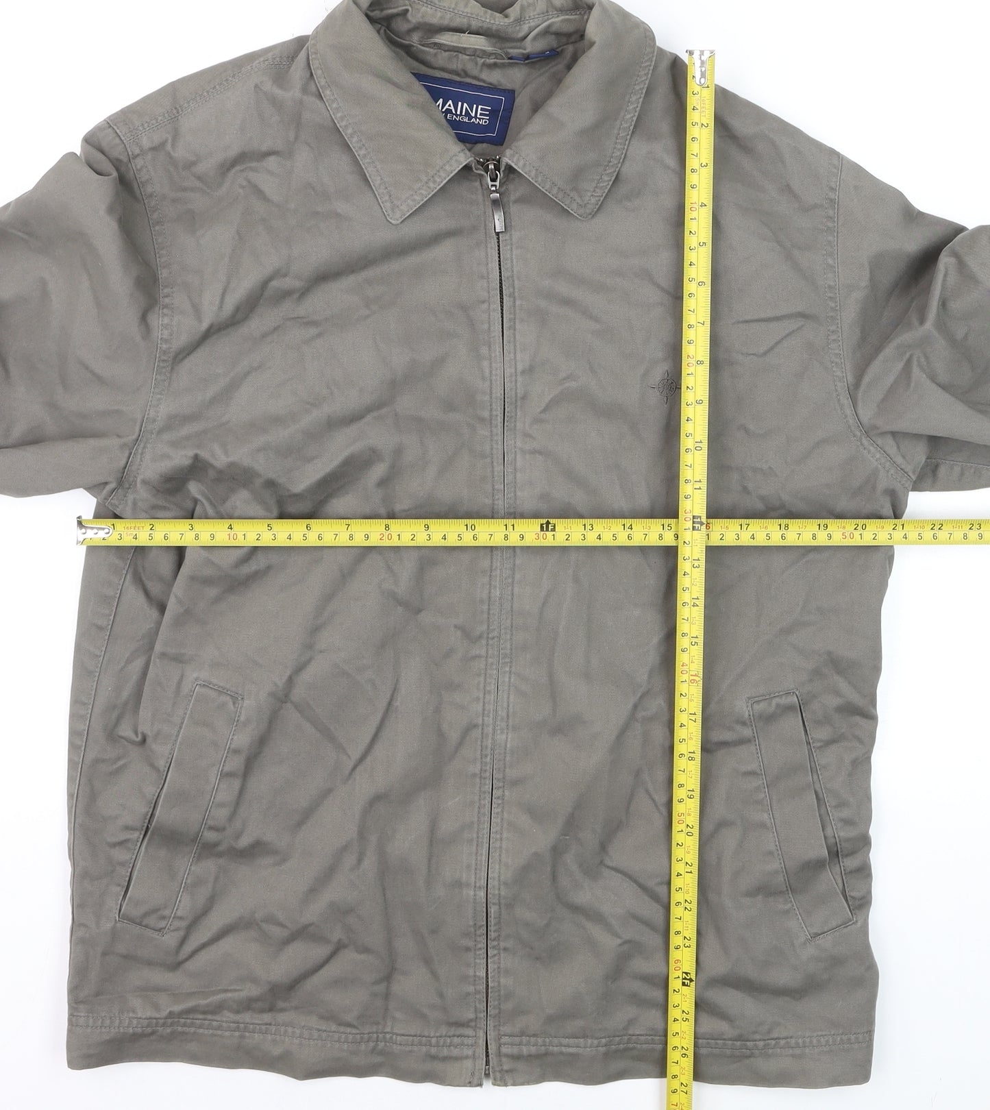 Maine New England Men’s Grey Cotton Twill Full Zip Jacket M