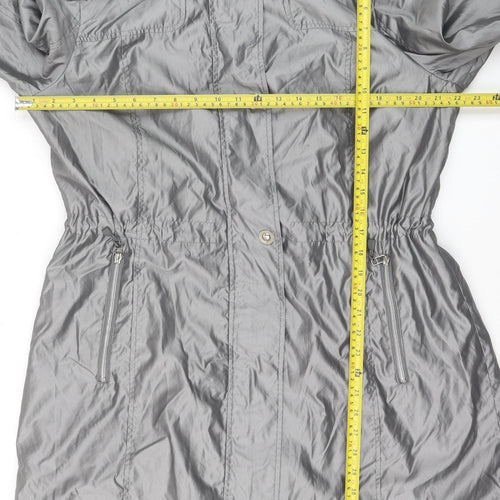 Novelti Women’s Grey Hooded Mid-Length Rain Coat Size 16