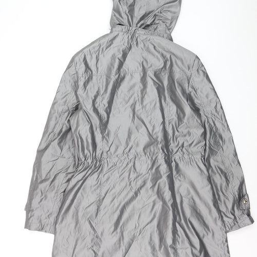 Novelti Women’s Grey Hooded Mid-Length Rain Coat Size 16