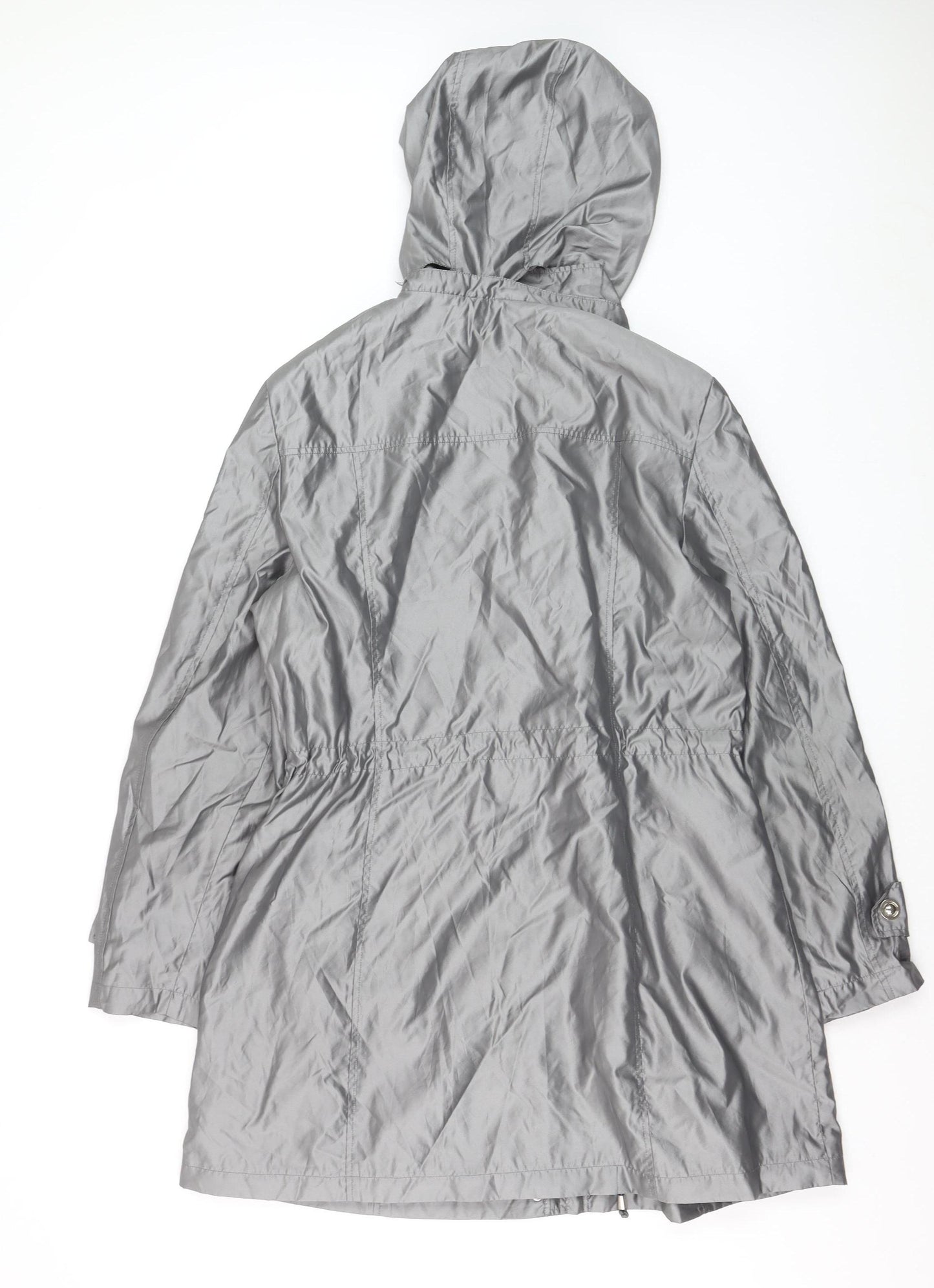 Novelti Women’s Grey Hooded Mid-Length Rain Coat Size 16