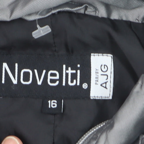 Novelti Women’s Grey Hooded Mid-Length Rain Coat Size 16