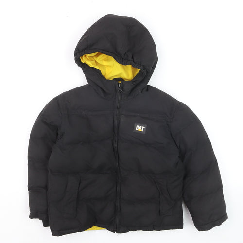 CAT Boys Black Hooded Puffer Jacket 4-5 Years Winter Insulated Coat