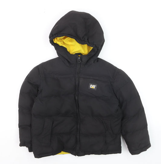 CAT Boys Black Hooded Puffer Jacket 4-5 Years Winter Insulated Coat