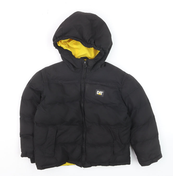 CAT Boys Black Hooded Puffer Jacket 4-5 Years Winter Insulated Coat