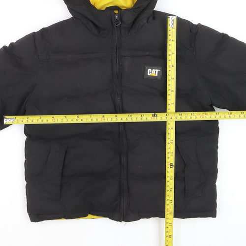 CAT Boys Black Hooded Puffer Jacket 4-5 Years Winter Insulated Coat