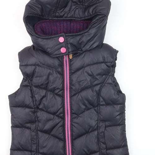 Next Girls Black Hooded Puffer Gilet 9 Years Polyester Lined Waistcoat