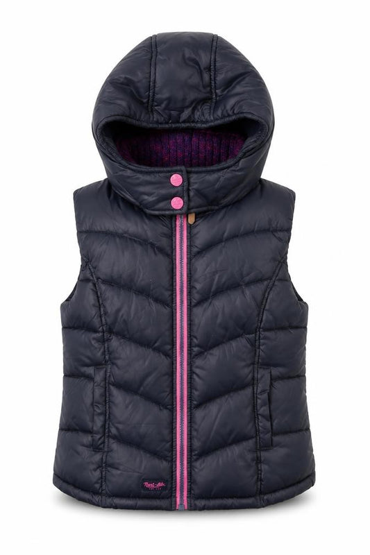 Next Girls Black Hooded Puffer Gilet 9 Years Polyester Lined Waistcoat