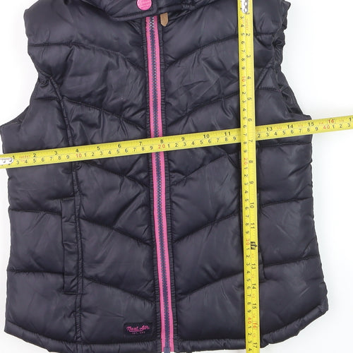 Next Girls Black Hooded Puffer Gilet 9 Years Polyester Lined Waistcoat
