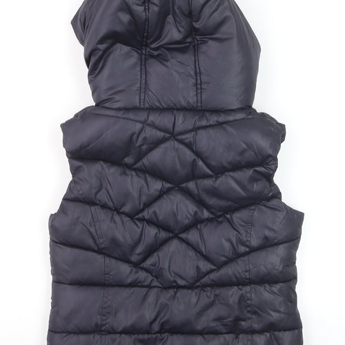 Next Girls Black Hooded Puffer Gilet 9 Years Polyester Lined Waistcoat