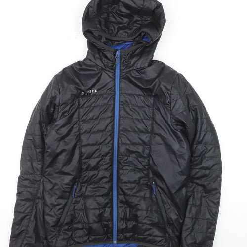 Kipsta Boys Black Hooded Puffer Jacket 12-13 Years Lightweight Full Zip