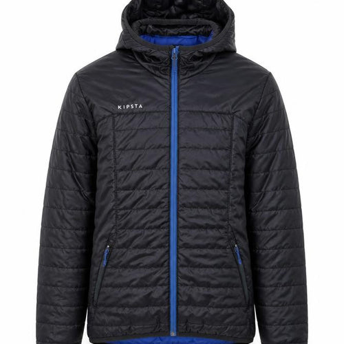 Kipsta Boys Black Hooded Puffer Jacket 12-13 Years Lightweight Full Zip