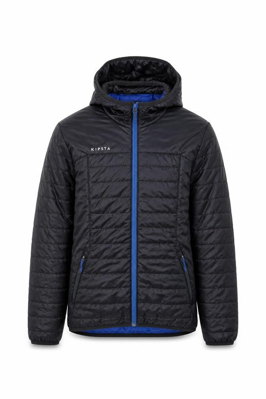 Kipsta Boys Black Hooded Puffer Jacket 12-13 Years Lightweight Full Zip