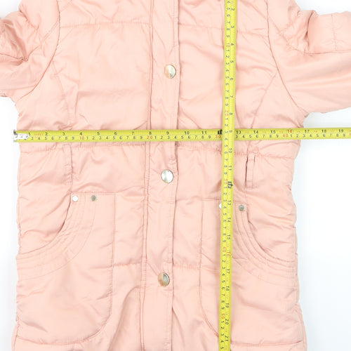 Lee Cooper Girls Pink Faux Fur Hooded Puffer Coat 12-13 Years Winter Jacket