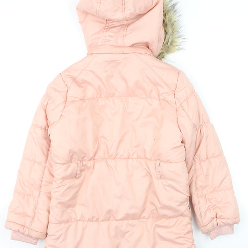 Lee Cooper Girls Pink Faux Fur Hooded Puffer Coat 12-13 Years Winter Jacket