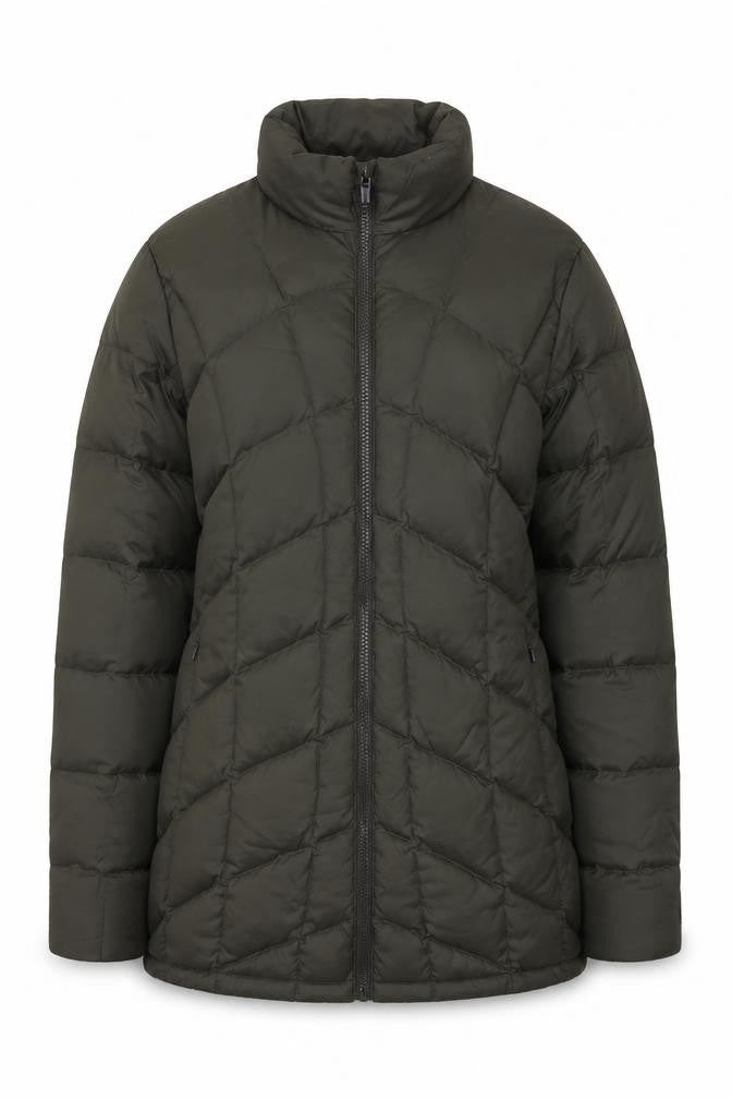 Front view of WindRiver Women’s Green Puffer Jacket Small Petite Down Insulated