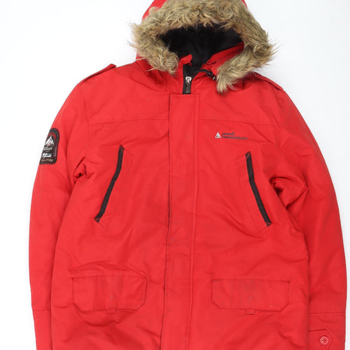 Peak Mountain Mens Red XL Waterproof Hooded Parka Jacket