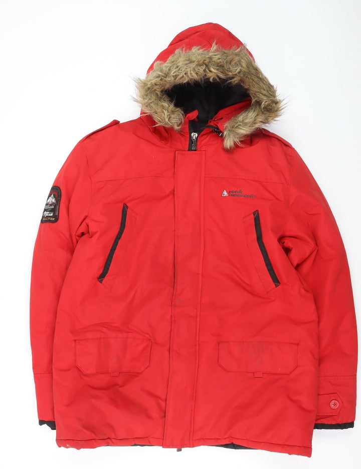Peak Mountain Mens Red XL Waterproof Hooded Parka Jacket