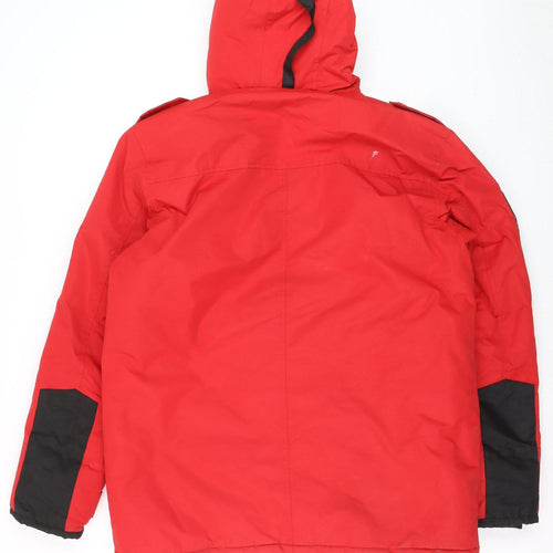 Peak Mountain Mens Red XL Waterproof Hooded Parka Jacket