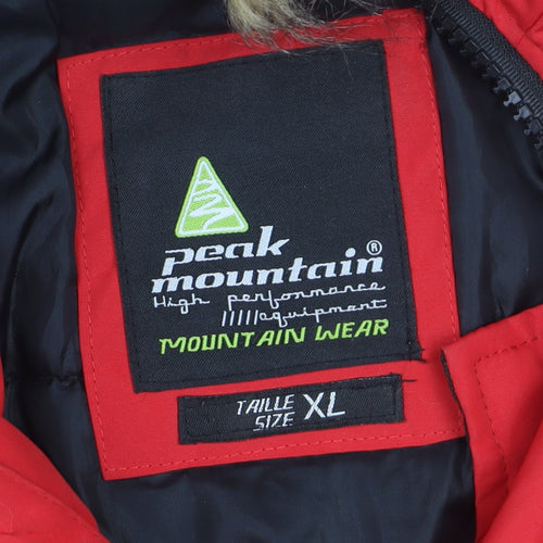 Peak Mountain Mens Red XL Waterproof Hooded Parka Jacket