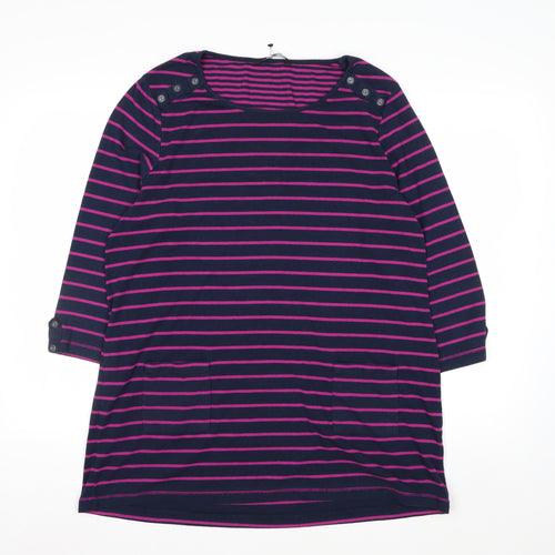 Bm Casual Women's Multicoloured Striped 3/4 Sleeve Jersey Top L