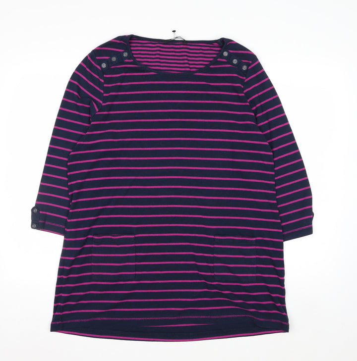 Bm Casual Women's Multicoloured Striped 3/4 Sleeve Jersey Top L