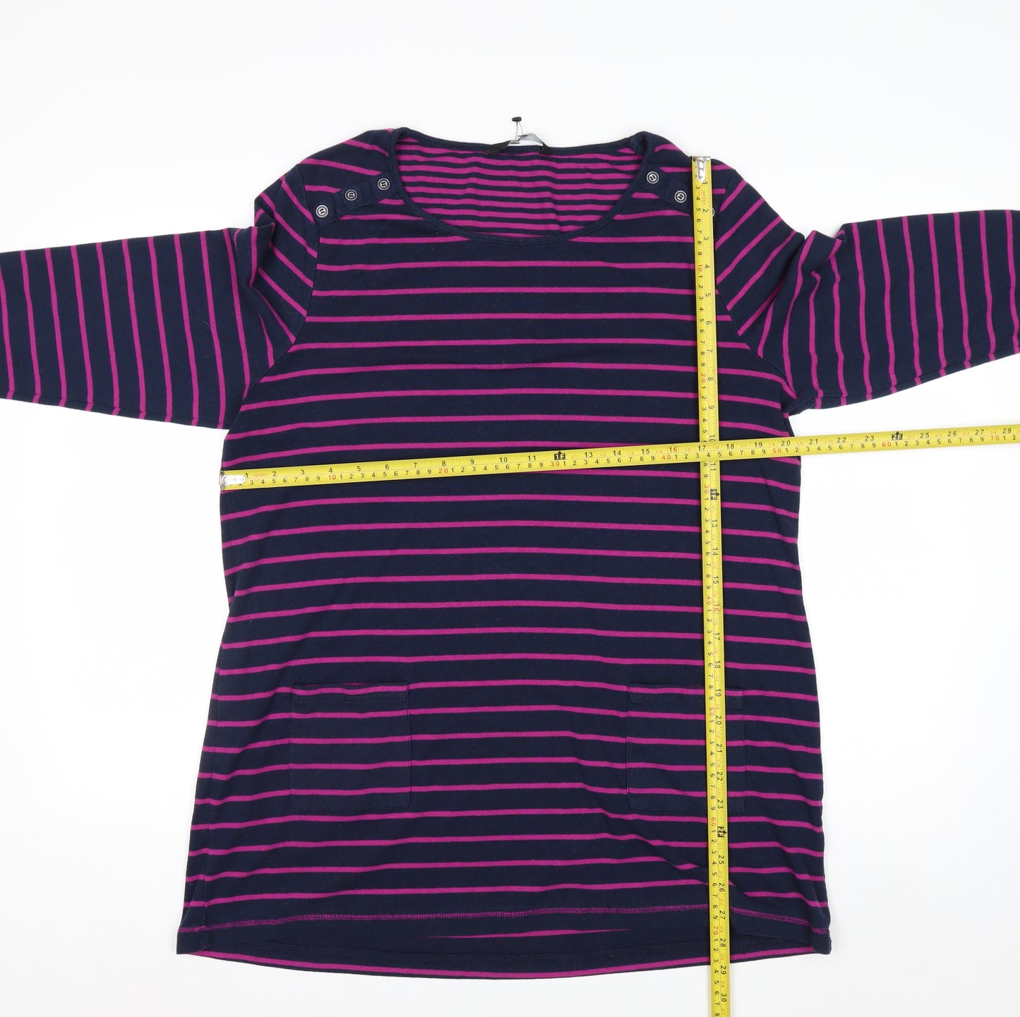 Bm Casual Women's Multicoloured Striped 3/4 Sleeve Jersey Top L