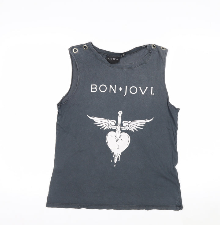 Bon Jovi Women's Black Cotton Tank Top Size 10 Rock Music Tee